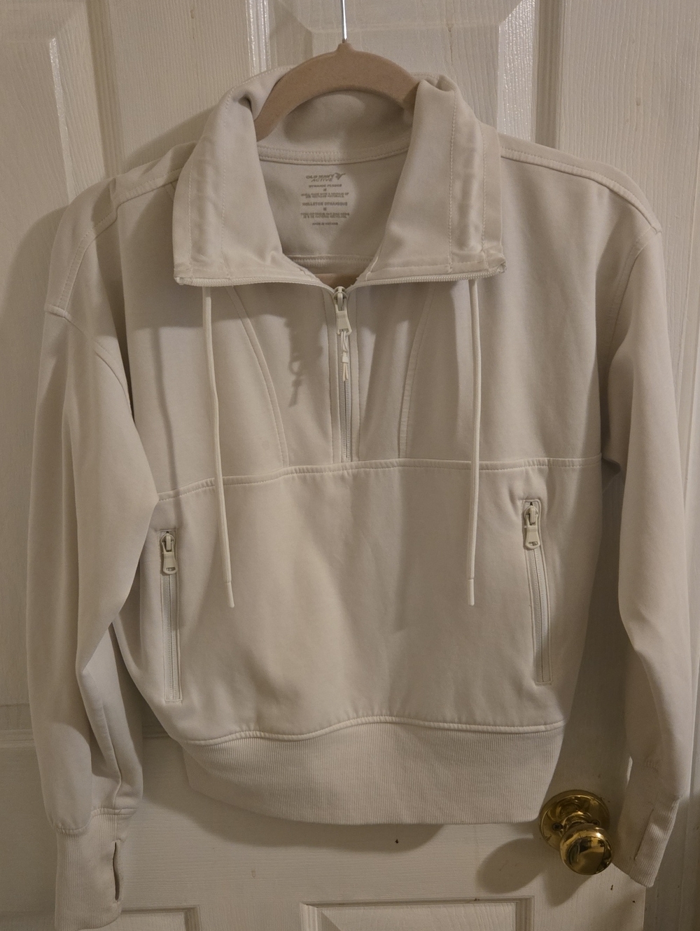 White Old Navy Active Half-Zip Dynamic Fleece Sweater - Closet Clearout